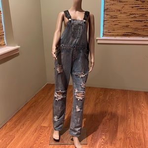 One Teaspoon Denim Distressed Style W/ Black Adjustable Faux Leather Trim 30